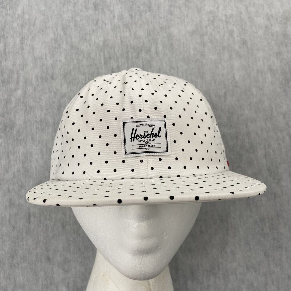 Herschel Hat Adult White Polka Dot Supply Co Strap Back Headwear Cap Adjustable